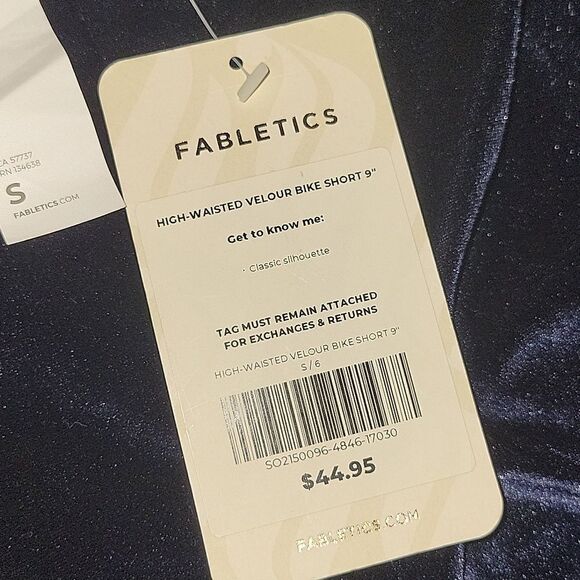 NWT Fabletics Blue velvet velour biker shorts stretch active Small - Picture 5 of 8